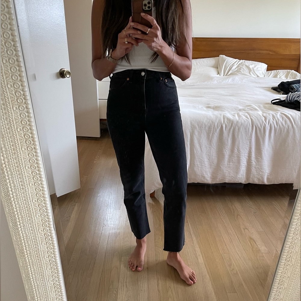 Topshop Black Straight Jeans